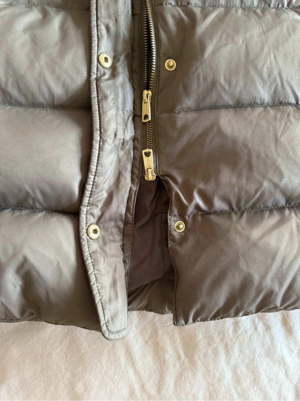 Cole Haan Signature Hooded Belted Down Puffer Long Coat Taupe Brown, Small